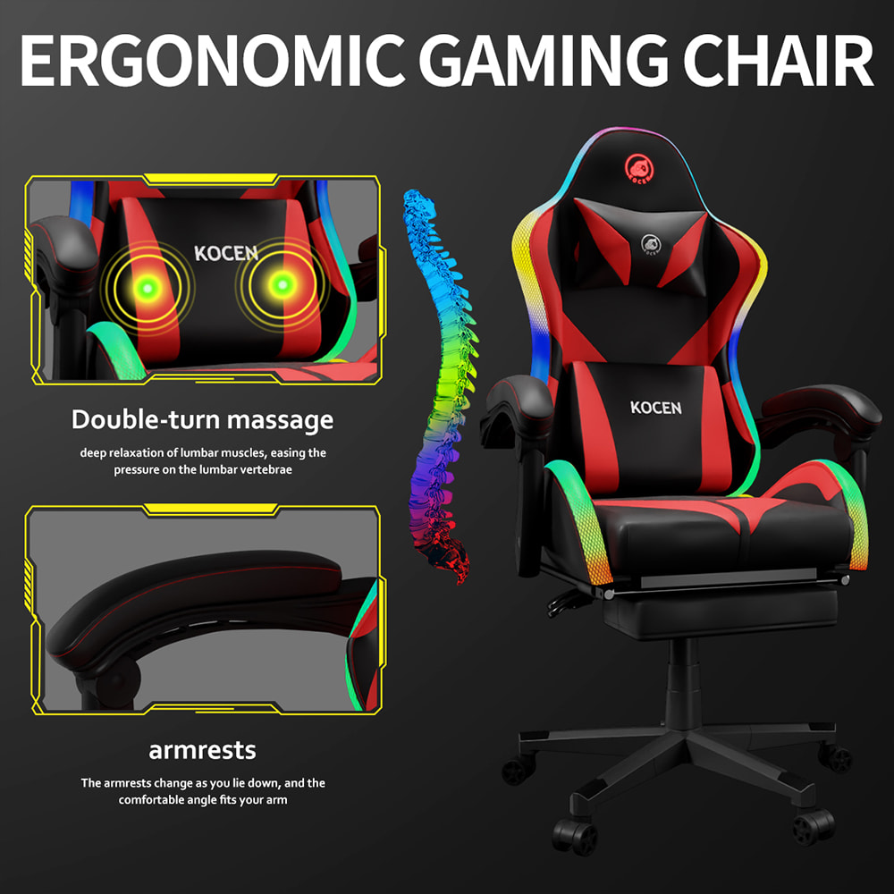 Ghế chơi game vải da PU, ghế Esports có đèn RGB điều chỉnh nhiều màu, dùng nguồn USB, điều khiển từ xa Ghế chơi game vải da PU, ghế Esports có đèn RGB điều chỉnh nhiều màu, dùng nguồn USB, điều khiển từ xa